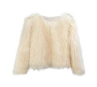 AEGJEGVD Women Faux Fur Jacket Clearance Ladies Solid Short Fit Faux Coat Today's Deals,Winter Shaggy Hair Plush Long Sleeve Coat Thicken Warm Fur Jacket Casual Elegant Furry Faux Coat UK Size 8-18