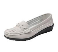 AEGJEGVD Women Leather Loafers Mom Shoes Slip On Sandals Clearance,Ladies Cowhide Sole Soft Soled Closed Toe Shoe Summer Breathable Beach Casual Walking Non-Slip Sandal UK Size 3-8
