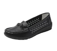 AEGJEGVD Women Leather Loafers Mom Shoes Slip On Sandals Clearance,Ladies Cowhide Sole Soft Soled Closed Toe Shoe Summer Breathable Beach Casual Walking Non-Slip Sandal UK Size 3-8