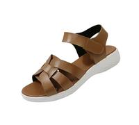 AEGJEGVD Womens Flat Sandals Round Toe Open Toe Thicked Soled Sandals Roman Beach Soft Soled Walking Shoes Summer Outdoor Non Slip Shoes PU Sliders Ladies 3.5-7.5