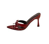 AEGJEGVD Women's High Heels Sandals & Slides Bow Fine One-Strap Pointed Toe Toe-Up Sandals Ladies Summer Elegant Retro Open Toe Stiletto Shoes Slip On Shoes Outdoor Plus Size Non Slip Sliders 3.5-7