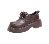 AEGJEGVD Womens Loafers Platform Chunky PU Mary Janes Solid Color Outerwear Round-Toe Shoes British Style Slip On Loafers Patent Leather Shoes Ladies Spring Summer UK Size 3.5-7.5