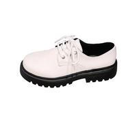 AEGJEGVD Womens PU Loafers Platform Chunky Mary Janes British Style Round-Toe Lace-Up Crackle Clog-Style Loafers Slip On Shoes Ladies Spring Summer Patent Leather Shoes UK Size 3.5-7