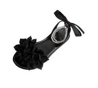 AEGJEGVD Women's Sandals & Slides Flower Decoration Pearl Bowknot Open-Toe Round Head Flat Sandals Plus-Size Slides Non Slip Slippers Summer Comforty Lightweight Slippers Ladies Shoes Size 3.5-7.5