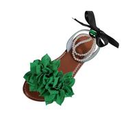 AEGJEGVD Women's Sandals & Slides Flower Decoration Pearl Bowknot Open-Toe Round Head Flat Sandals Plus-Size Slides Non Slip Slippers Summer Comforty Lightweight Slippers Ladies Shoes Size 3.5-7.5