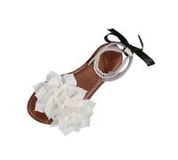 AEGJEGVD Women's Sandals & Slides Flower Decoration Pearl Bowknot Open-Toe Round Head Flat Sandals Plus-Size Slides Non Slip Slippers Summer Comforty Lightweight Slippers Ladies Shoes Size 3.5-7.5