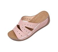 AEGJEGVD Women's Sandals & Slides Open Toe Thick Bottom Wedge Heel Sandals Soft Cushion Bohemian Roman Sliders Summer Outdoor Beach Non Slip Shoes Plus Size Slippers Ladies Wedge Heel Shoes 3.5-7.5