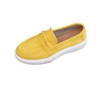 AEGJEGVD Womens Suede Loafers Shallow Mouth One-Foot Loafers Spring Summer Comfortable Slip On Flat Bottom Round Toe Shoes Ladies Dressy Work Business Casual School Shoes Size 3.5-7.5