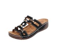 AEGJEGVD Women's Wedge Heel Sandals & Slides Open Toe Fish Mouth Thick Bottom Sliders Bohemian Roman Wedge Sandals Summer Outdoor Beach Non Slip Shoes Plus Size Slippers Ladies Slip On Shoes 3.5-7.5