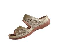 AEGJEGVD Women's Wedge Sandals & Slides Soft Cushion Round Toe Slides Rhinestones Open Toe Bohemian Roman Sandals Non Slip Soft Soled Slippers Summer Comforty Lightweight Slippers Ladies Shoes 3.5-7.5