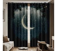 Aegydalo Blackout Curtains 55.4x63 inch Blackout Curtains Eyelet,3D Black and white meteor moon,Soft Thermal Insulated Polyester,for Kids Room Decoration 2 Panels