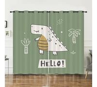 Aegydalo Blackout Curtains 59.1x63 inch Blackout Curtains Eyelet,3D Green and White Cartoon Dinosaur,Soft Thermal Insulated Polyester,for Kids Room Decoration 2 Panels