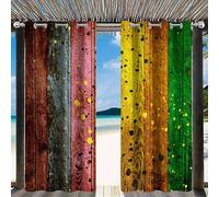 Aegydalo Blackout Curtains 84x84 inch Blackout Curtains Eyelet,3D Colored wooden boards,Soft Thermal Insulated Polyester,for Kids Room Decoration 2 Panels