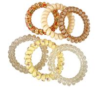 AEGYPIUS Spiral Hair Tie, 6 Pcs Yellow Spiral Hair Ties for Women Coil Hair Ties for Women Phone Cord Hair Ties Spiral Clear Spiral Hair Ties Hair Spiral Ties, Hair Tie Spiral Telephone Cord Hair Ties