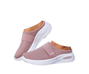 AEHAXGD Orthopedic Backless Trainers for Women 2026 Closed Toe Wide Toe Knit Shoes with Support Breathable Mesh Memory Foam Walking Sippers Casual Slip on Comfy Garden Shoes for Walking Travel