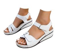 AEHAXGD Orthopedic Wedge Sandals for Women Arch Support Wide Fit Platform Sandals with Velcro Strap Casual Slip on Soft Sole Slingback Shoes Comfortable Trendy Outdoor Sandals for Beach Holiday