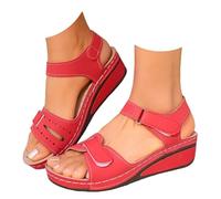AEHAXGD Orthopedic Wedge Sandals for Women Arch Support Wide Fit Platform Sandals with Velcro Strap Casual Slip on Soft Sole Slingback Shoes Comfortable Trendy Outdoor Sandals for Beach Holiday
