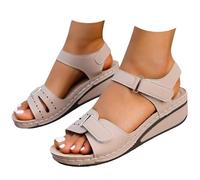 AEHAXGD Orthopedic Wedge Sandals for Women Arch Support Wide Fit Platform Sandals with Velcro Strap Casual Slip on Soft Sole Slingback Shoes Comfortable Trendy Outdoor Sandals for Beach Holiday