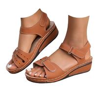 AEHAXGD Orthopedic Wedge Sandals for Women Arch Support Wide Fit Platform Sandals with Velcro Strap Casual Slip on Soft Sole Slingback Shoes Comfortable Trendy Outdoor Sandals for Beach Holiday