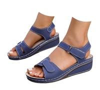 AEHAXGD Orthopedic Wedge Sandals for Women Arch Support Wide Fit Platform Sandals with Velcro Strap Casual Slip on Soft Sole Slingback Shoes Comfortable Trendy Outdoor Sandals for Beach Holiday