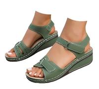 AEHAXGD Orthopedic Wedge Sandals for Women Arch Support Wide Fit Platform Sandals with Velcro Strap Casual Slip on Soft Sole Slingback Shoes Comfortable Trendy Outdoor Sandals for Beach Holiday