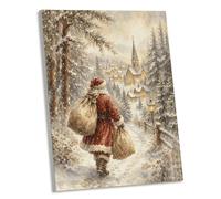 AEHIE Vintage Winter Christmas Santa Framed Canvas Wall Art Decor 11x14