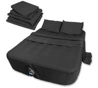 AEHISDHIE Air Mattress Sheets - 4 Pieces Set - Suitable for Inflatable mattresses 16 to 24 inch deep - can be inflated Without disassembly, Convenient, (Black ，King)