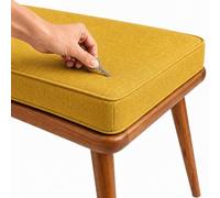 AEHO Bench Cushion, Linen Seat Cushion, 5cm Thick 50D High-Density Foam, Non-Slip Ties, Removable Cover, Indoor & Outdoor Window Seat, Dining & Patio,Yellow,180x30x5cm