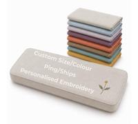 AEHO Custom Window Seat Cushion Made to Measure with Linen Cover, 50D Foam | Custom bench seat cushion with optional text or logo embroidery, any shape, washable zip cover and three fixing options