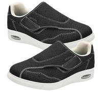 AEHO Diabetic Shoes for Men Slippers Orthopedic Arthritis in The Feet Comfort Sandals Trainers Extra Wide Width Womens Easy Close Fitting Touch Bar Strap Shoe,Black,38 EU