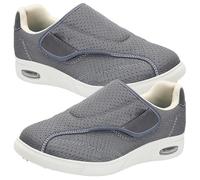 AEHO Diabetic Shoes for Men Slippers Orthopedic Arthritis in The Feet Comfort Sandals Trainers Extra Wide Width Womens Easy Close Fitting Touch Bar Strap Shoe,Grey,37 EU
