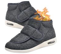 AEHO Disability Shoes for Swollen Feet Edema Men Winter Warm Fur Lined Slippers Orthopedic Extra Large Arthritis in The Comfort Sandals Slip On Trainers Diabetic,Grey,46 EU