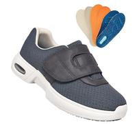 AEHO Disability Shoes Swollen Feet Womens for Women with Slippers Moccasin Wide Fit Slip On Outdoor Plantar Fasciitis Arthritis Edema Adjustable Closure Elderly,Grey,41 EU