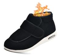 AEHO Edema Shoes for Swollen Feet Men Slippers Orthopedic Winter Thermal Fleece Lined Extra Large Women Disability Wide Fitting hook and loop Fit Trainers,Black,39 EU