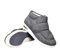 AEHO Men Slippers Orthopedic Mens Shoes Fastening soft Terry cloth upper White add cotton lining Easy Top Bunion for Women with Swollen Feet Extra Wide Arthritis in the,Grey,47 EU
