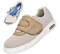 AEHO Men Slippers Orthopedic Wide Fit Trainers Men Mens Shoes Lightweight Loafer Slip On Boat Sneakers Disability for Swollen Feet Medical,Beige,43 EU