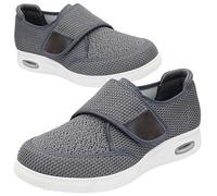 AEHO Mens Shoes Hook and Loop Fastening Diabetic Shoes for Men Wide Fitting Women with Adjustable Closure Orthopedic Walking Edema Swollen Feet,Grey,42 EU