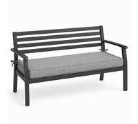 AEHO Outdoor Bench Pad made of Durable Canvas with 50D High-Density 5cm Orthopaedic Foam, Removable Non-Slip Seat Cushion for Garden and Dining Benches,Grey 01,190x35x5cm
