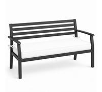 AEHO Outdoor Bench Pad made of Durable Canvas with 50D High-Density 5cm Orthopaedic Foam, Removable Non-Slip Seat Cushion for Garden and Dining Benches,White,180x45x5cm