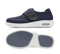 AEHO Wide Fit Trainers Men Medical Shoes for Swollen feet, Mens Wide fit Slippers Slip on Adjustable Closure Diabetic Walking Shoes Extra Width Plantar Fasciitis Indoors Outdoors,Blue,41 EU