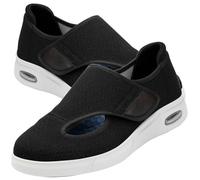 AEHO Wide Fit Trainers Men Mens Easy Top Shoes for Arthritis in The Feet Orthopedic Diabetic Extra Wide Slippers Swollen feet Ladies fit Women,Black,45 EU