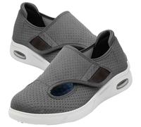 AEHO Wide Fit Trainers Men Mens Easy Top Shoes for Arthritis in The Feet Orthopedic Diabetic Extra Wide Slippers Swollen feet Ladies fit Women,Grey,41 EU