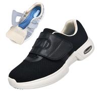 AEHO Women Wide Feet Shoes Disability Swollen Womens Easy Close Extra Width Orthopedic Diabetic with Memory Foam Adjustable Walking for Elderly Arthritis Edema Thumb Valgus,Black,38 EU