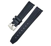 AEHON 18mm 19mm 20mm 21mm 22mm Rubber Watchband For Omega Sxwatch Seamaster Speedmaster Planet Ocean Tissot Curved End Rubber Strap(Black Black,20mm)
