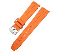 AEHON 18mm 19mm 20mm 21mm 22mm Rubber Watchband For Omega Sxwatch Seamaster Speedmaster Planet Ocean Tissot Curved End Rubber Strap(Orange,19mm)