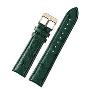 AEHON 18mm 20mm 22mm Bamboo Pattern soft cowhide Strap Men Butterfly Buckle Ostrich leather Green Watchband Bracelet(D golden pin,22mm)