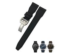 AEHON 21mm 20mm 22mm Nylon Calfskin Watchband Fit for IWC Big Pilot IW377714 Mark18 SPITFIRE Nylon Real Leather Strap(Black Black line 1,22mm)