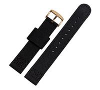 AEHON Denim canvas watchband for brand wristband Outdoor sports strap 18mm 20mm 22mm(Black gold clasp,18mm)