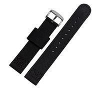 AEHON Denim canvas watchband for brand wristband Outdoor sports strap 18mm 20mm 22mm(Black silver clasp,22mm)
