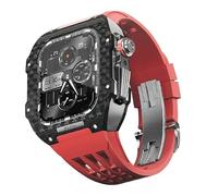 AEHON Fluororubber Watch Band Carbon Fiber Case Modification Kit，For Apple Watch Series 8 7 45mm SE 6 5 4 44mm Upgrade Replace Watch Strap(02,For 45mm)